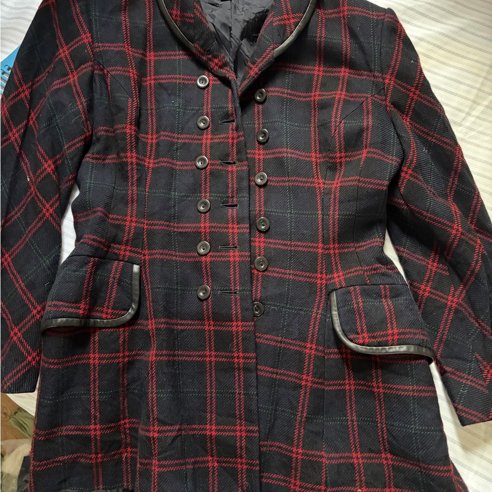 Ralph Lauren Red and Black Plaid  Coat